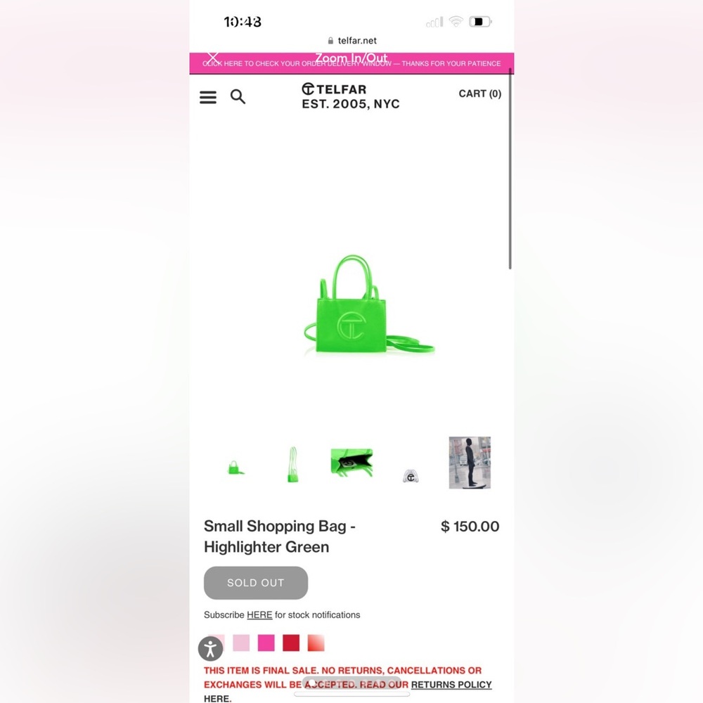 Highlighter Green Small Shopping Bag Telfar